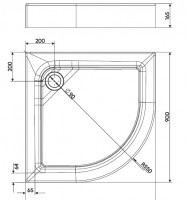 KOLO FIRST sprchová vanička čtvrtkruhová 90x90x4 cm, s panelem a nožičkami, akrylátová XBN1690000